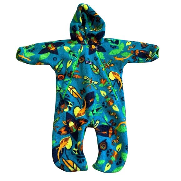 Patagonia Other - Vintage Patagonia One Piece Hooded Fleece 3 Months Bunting Jump Suit Insects